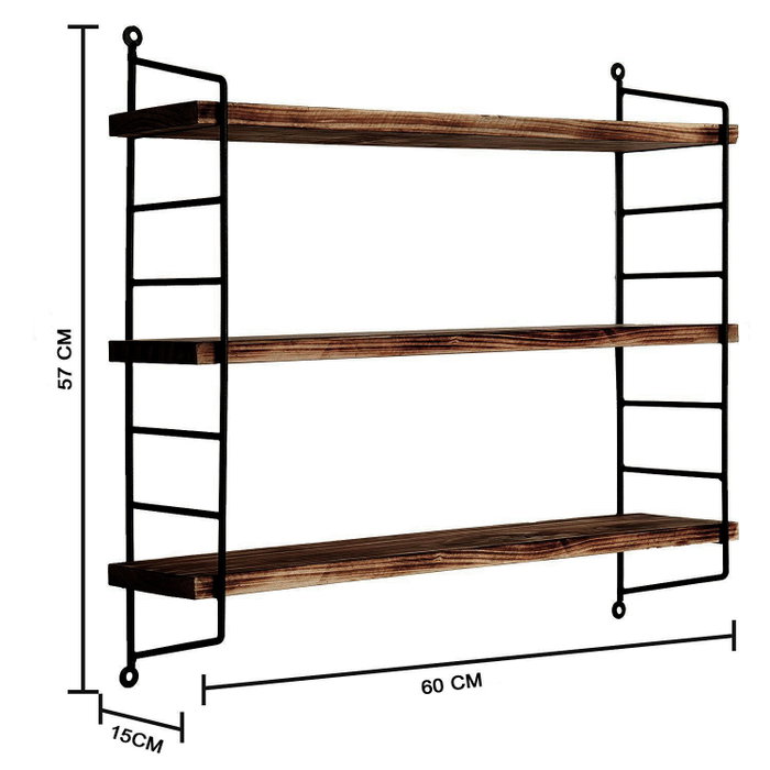 Hanah Home Wr088 Estantería de Pared de Madera y Metal Negro y Nogal Hanah Home Wr088 Estantería de Pared de Madera y Metal Negro y Nogal